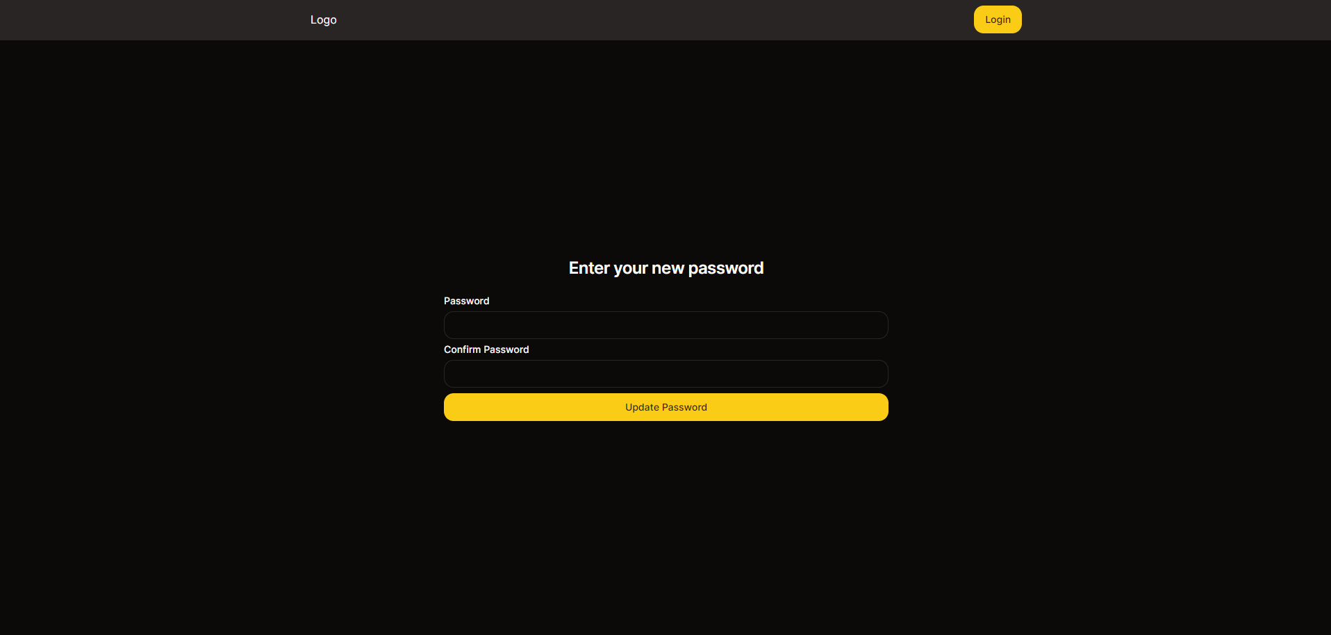 Reset password page